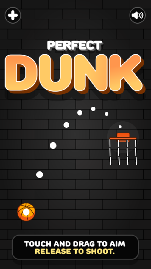 Perfect Dunk Game Welcome Screen Screenshot.