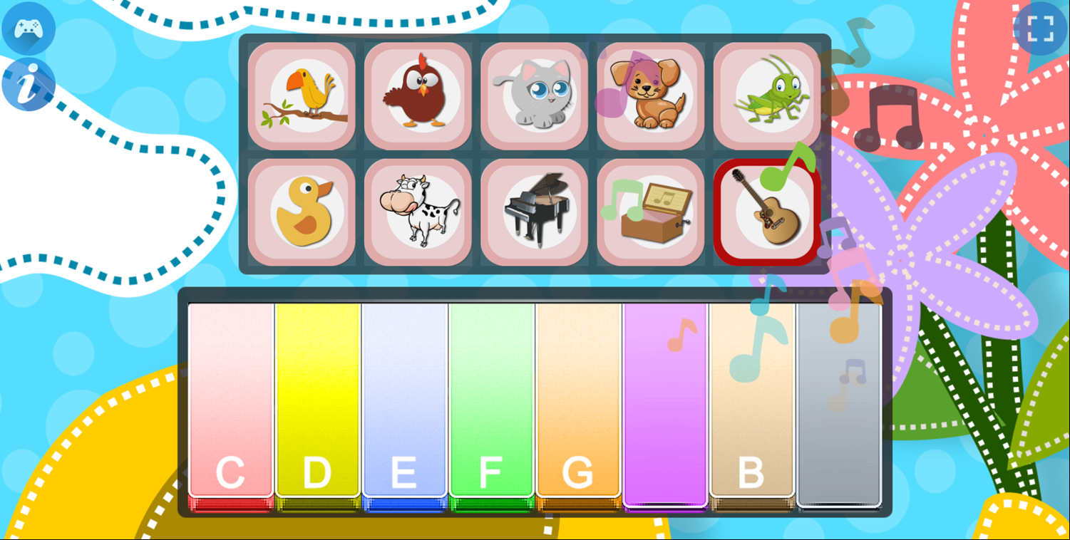 Piano for Kids Animal Sounds Guitar Sounds Screenshot.