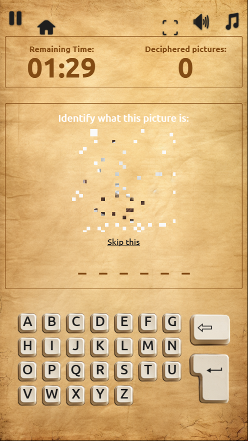 Picture Cipher Game Start Screenshot.