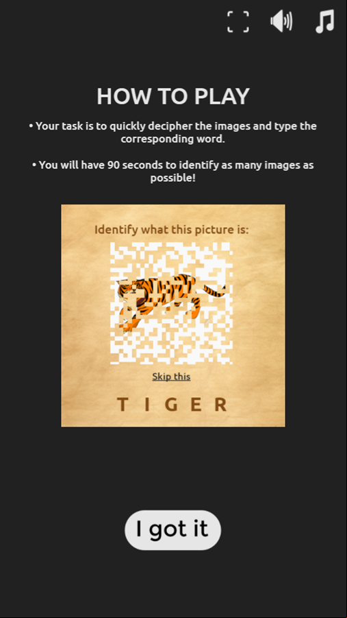 Picture Cipher Game How To Play Screenshot.