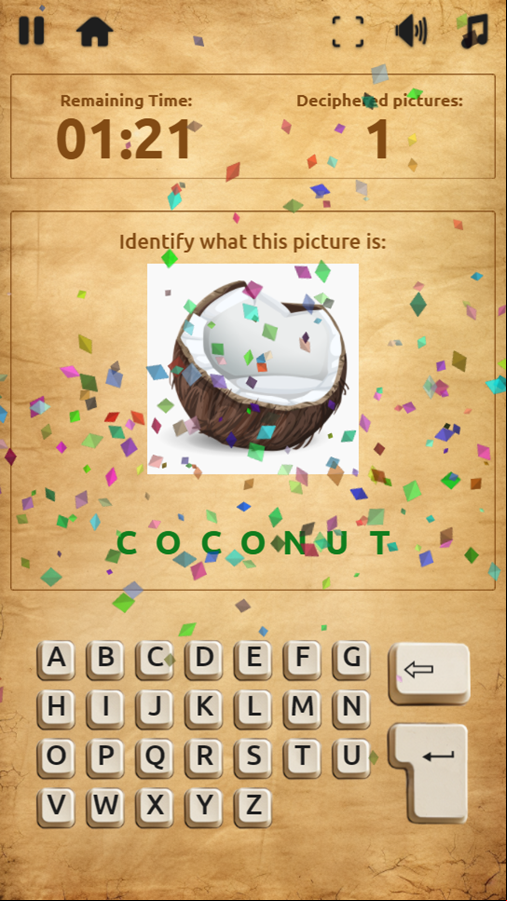 Picture Cipher Game Right Answer Screenshot.