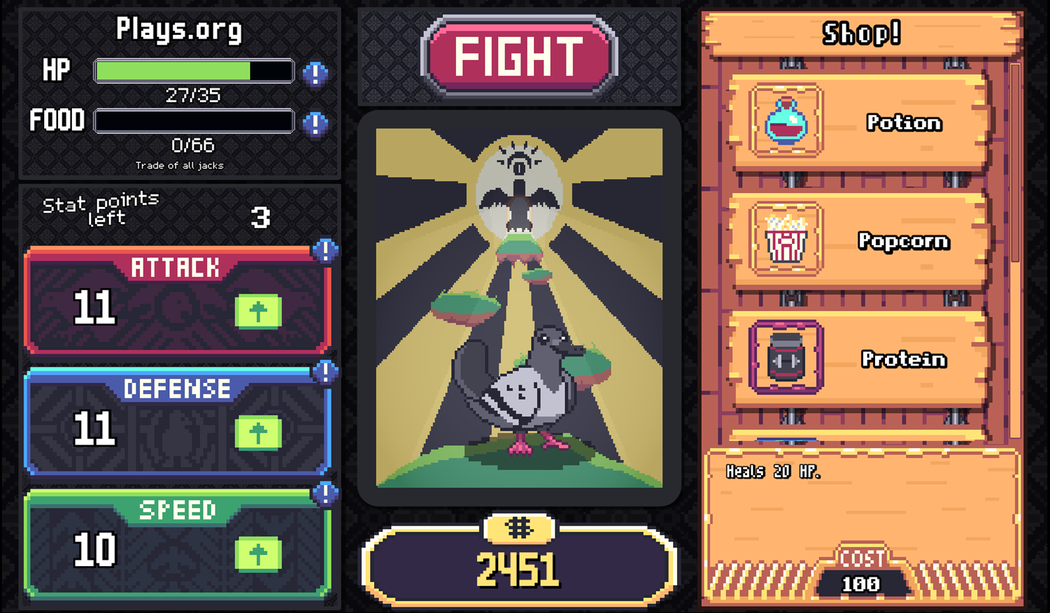 Pigeon Clash Game Final Stats Screen Screenshot.