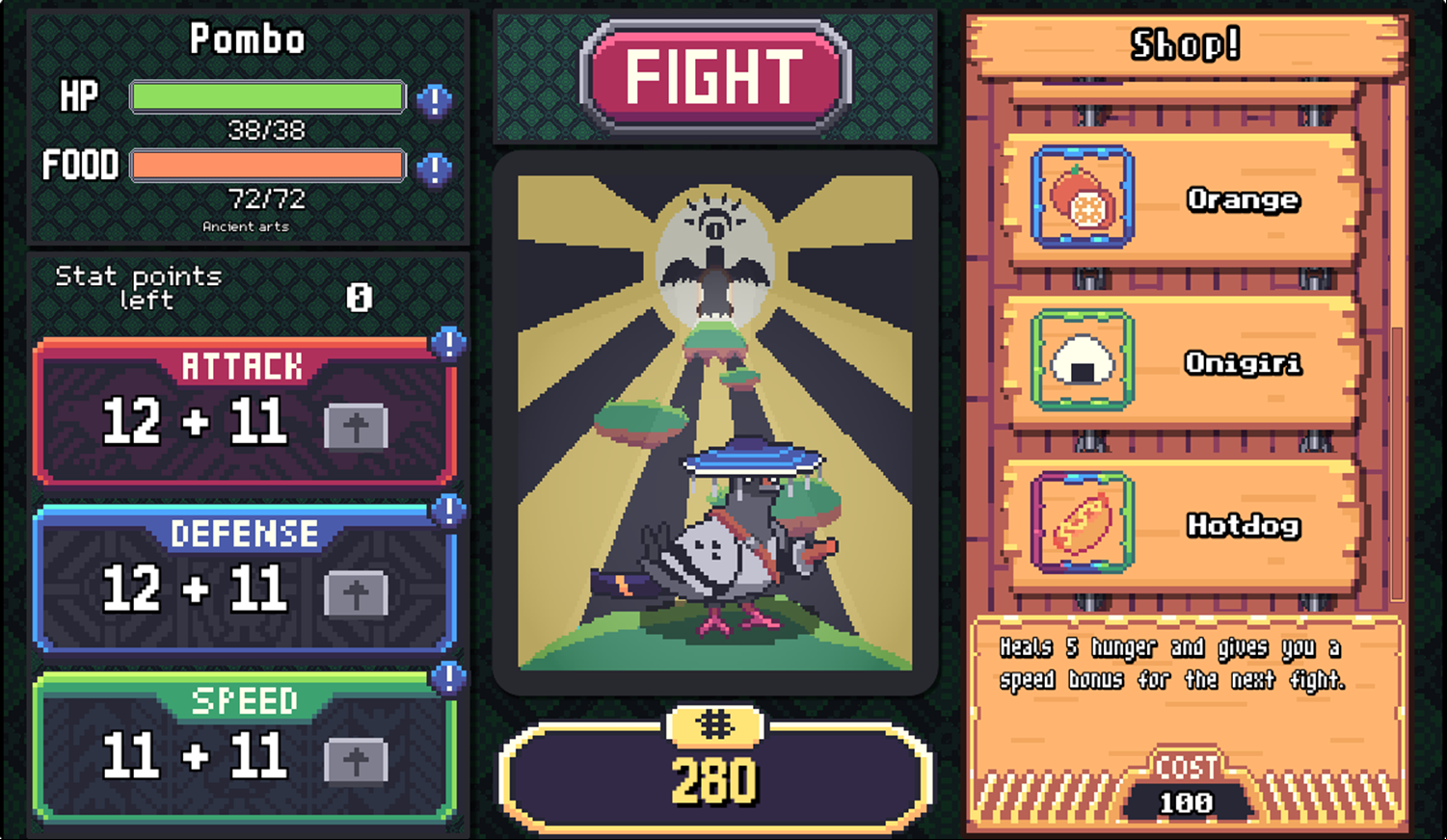 Pigeon Clash Game Fully Upgraded Stats Screen Screenshot.