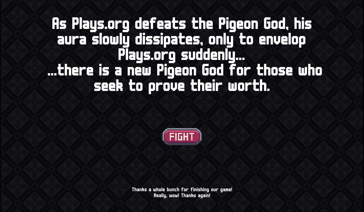 Pigeon Clash Game Over Screen Screenshot.