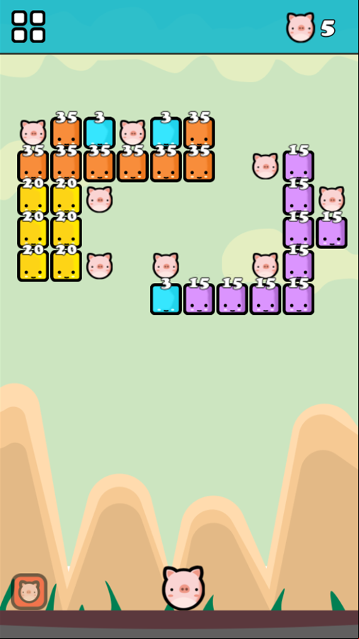 Pigs vs Blocks Game Level Design Screenshot.
