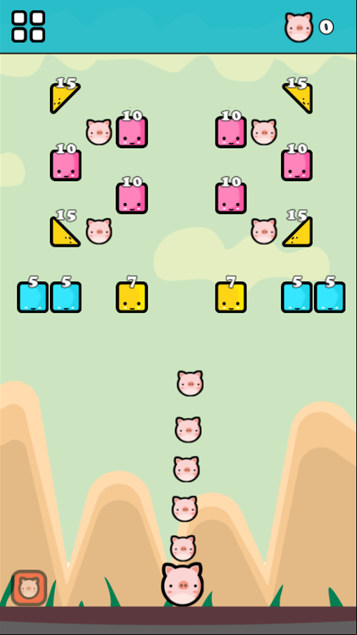 Pigs vs Blocks Game Shooting Center Screenshot.