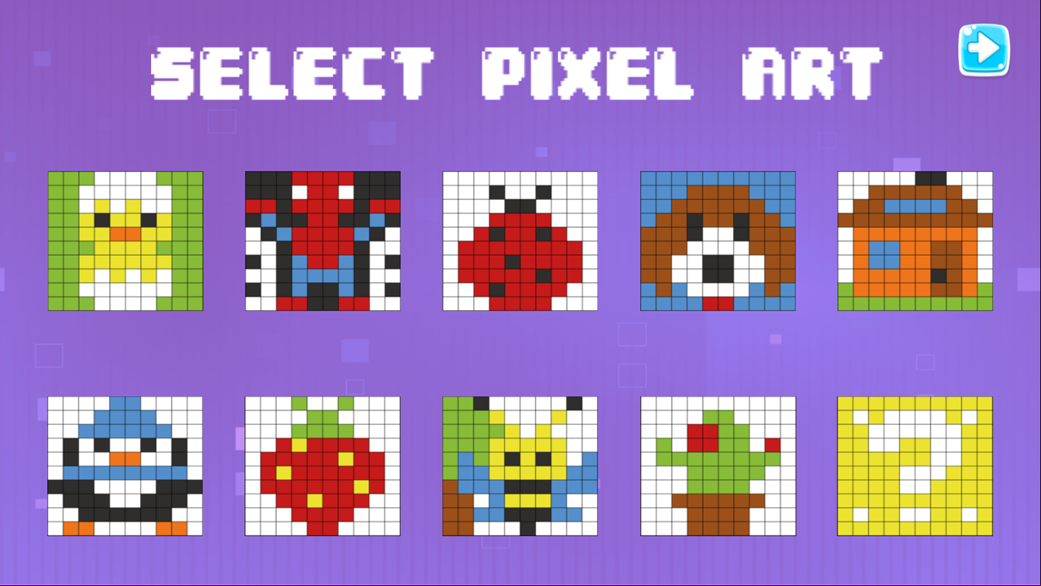 Pixel Color Kids Game Select Pixel Art Screenshot.