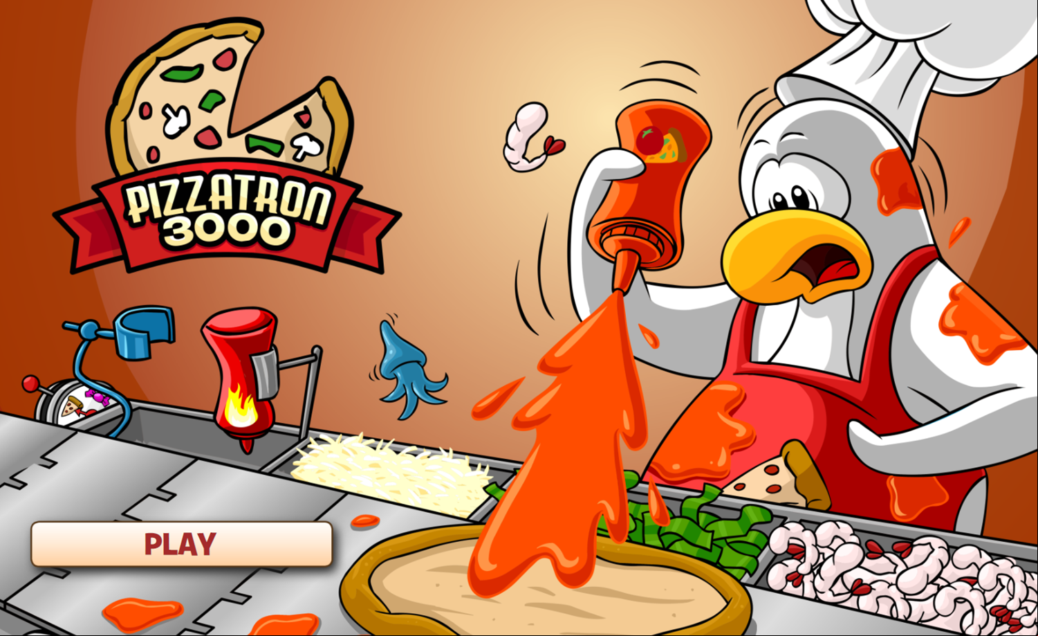 Pizzatron 3000 Game Welcome Screen Screenshot.