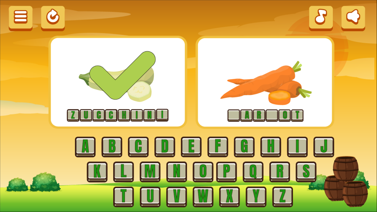 Plant Word Game Level Play Screenshot.