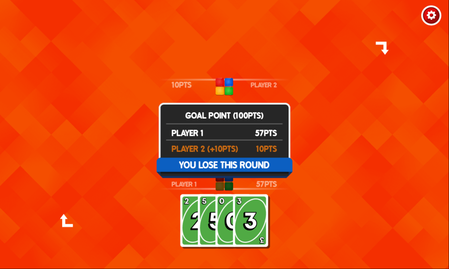 Play Four Colors Game Round Loss Screenshot.