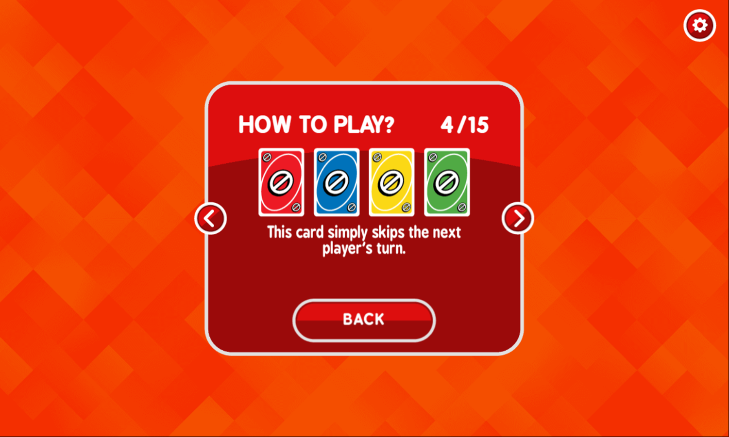 Play Four Colors Game Skip Card Screenshot.