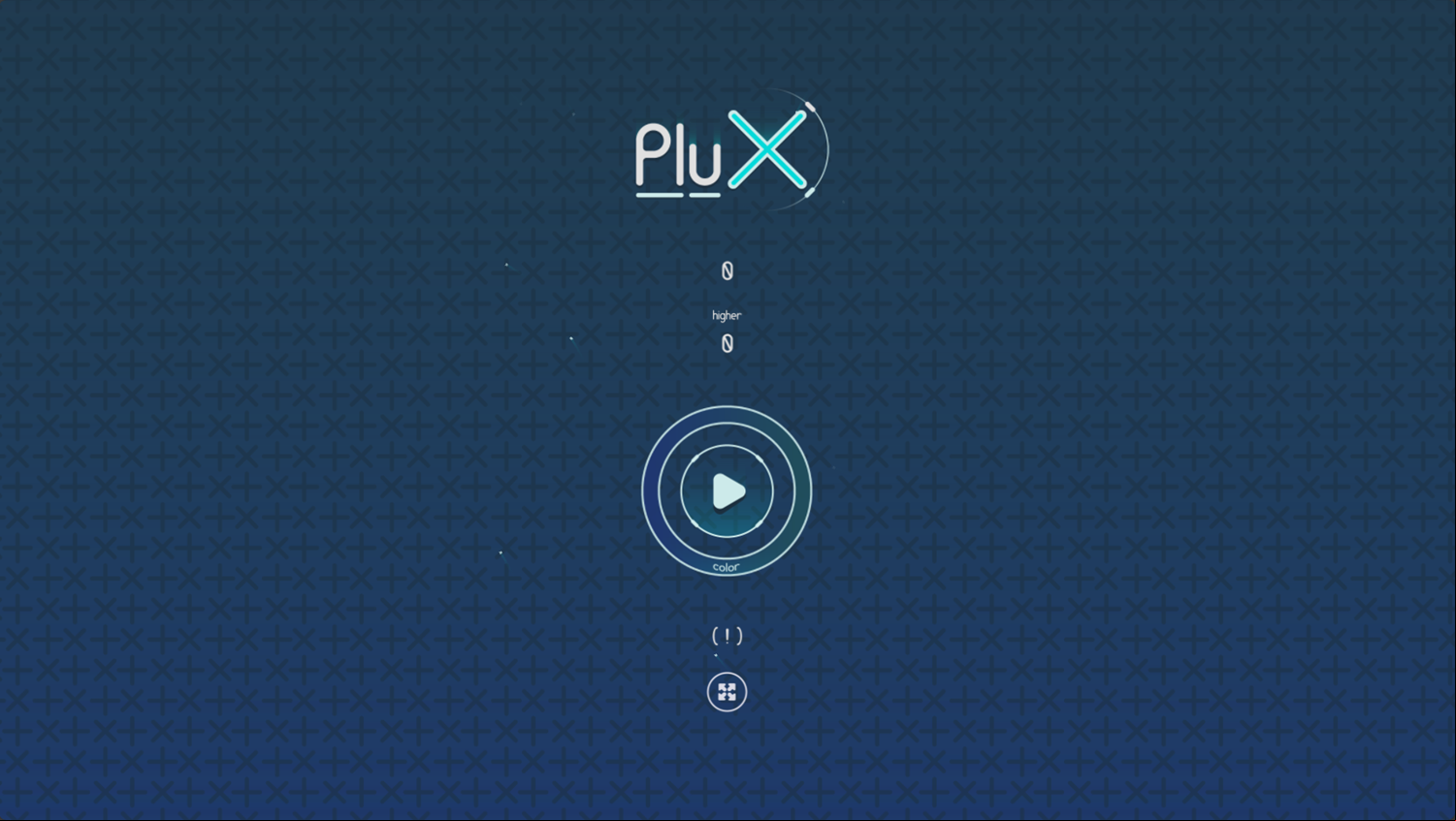 Plux Game Welcome Screen Screenshot.