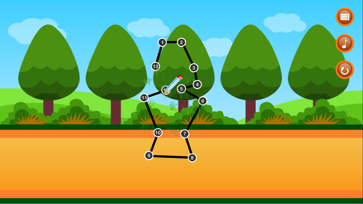 Point to Point Happy Animals Game Screenshot.