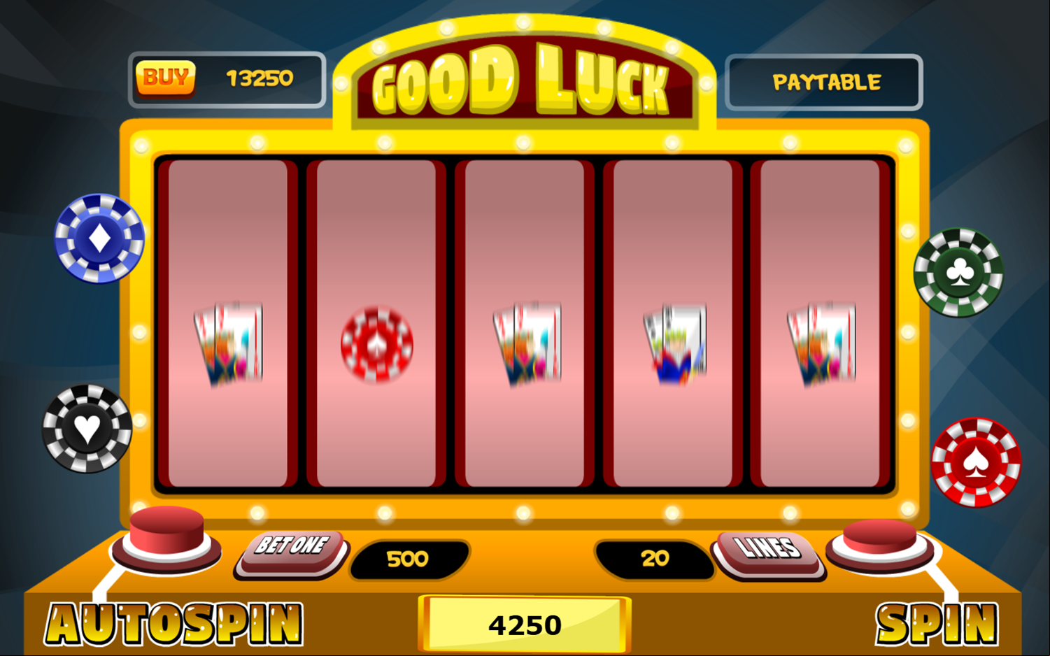 Poker Slots Game Spin Simulation Screenshot.