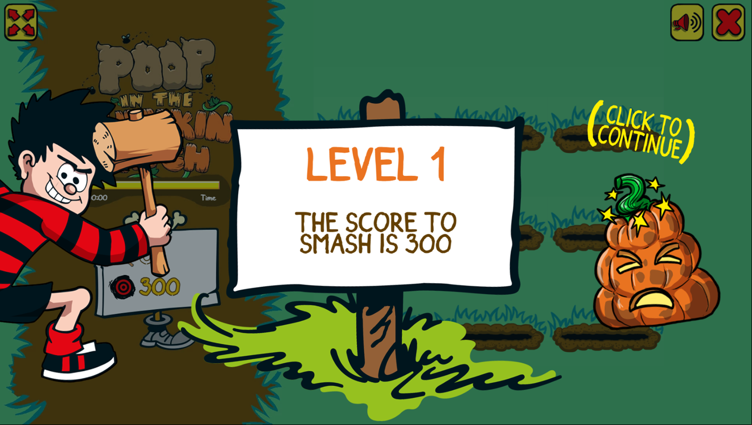 Poop in the Pumpkin Patch Game Level Start Screenshot.