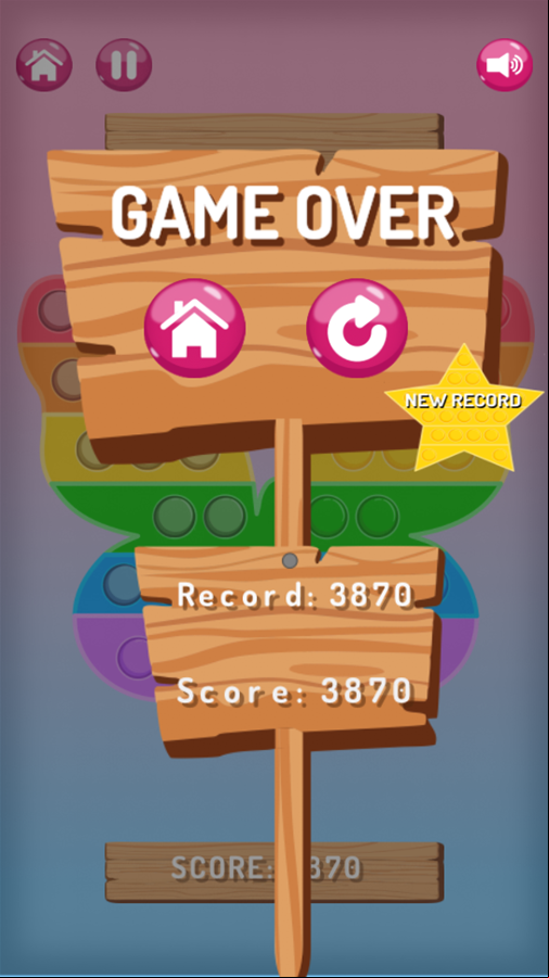 Pop It Game Survive Game Over Screenshot.