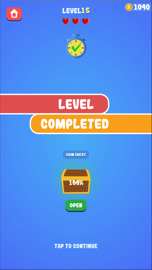 Popcorn Time 2 Game Level Completed Screen Screenshot.