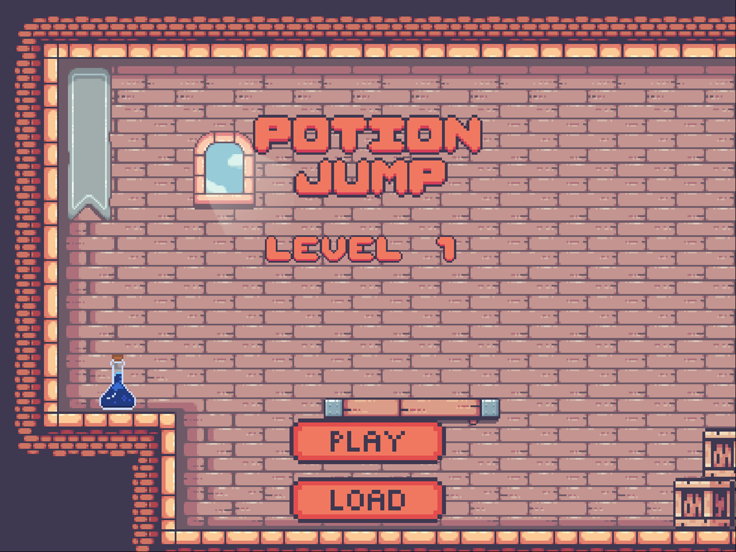 Potion Jump Game Welcome Screen Screenshot.