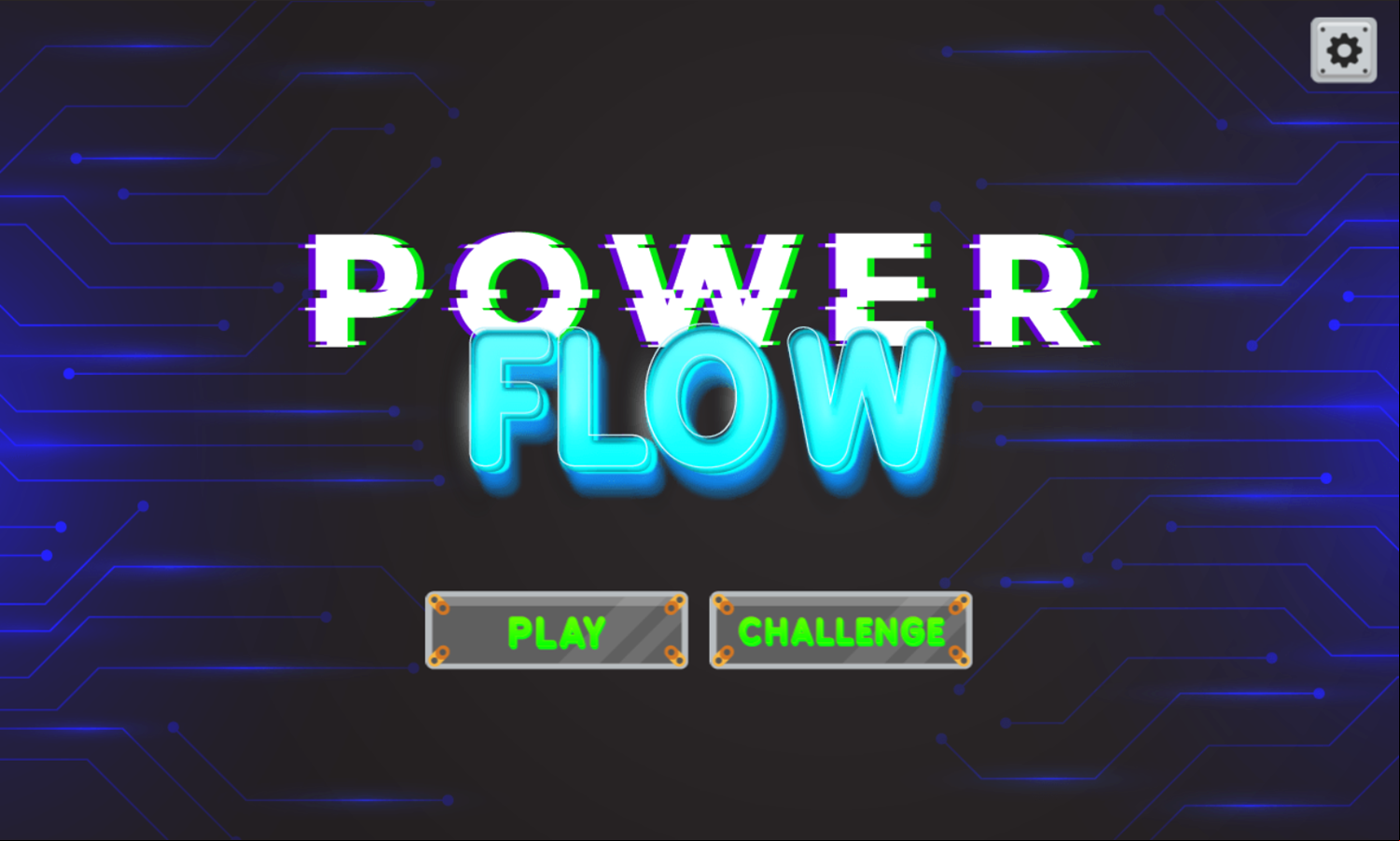 Power Flow Game Welcome Screen Screenshot.