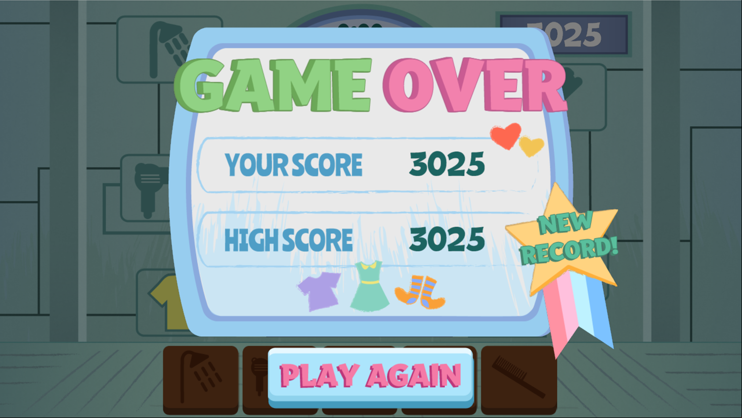 Powerpuff Girls Morning Mix Up Game Over Screenshot.