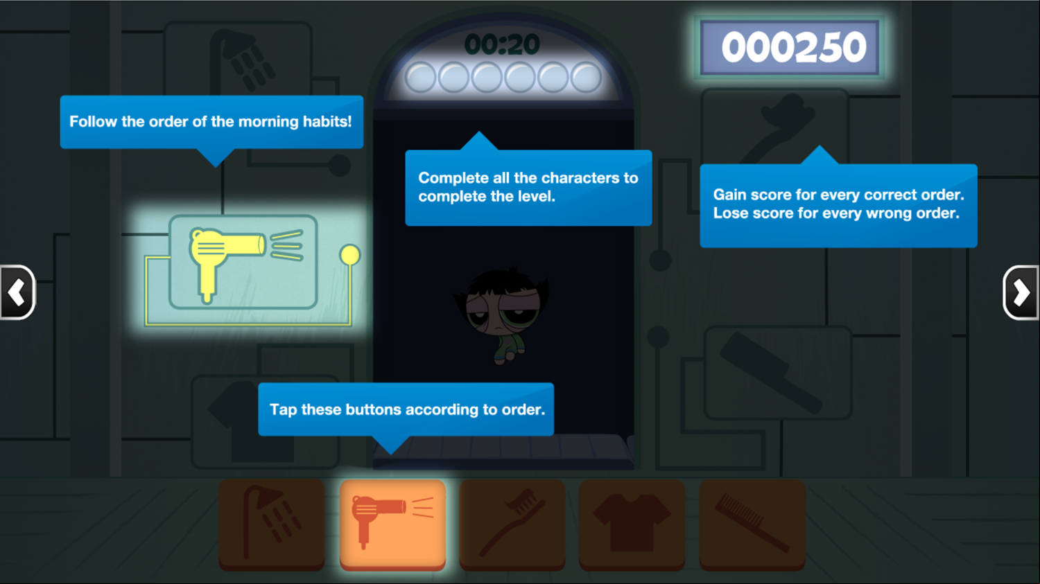 Powerpuff Girls Morning Mix Up Instructions Screenshot.