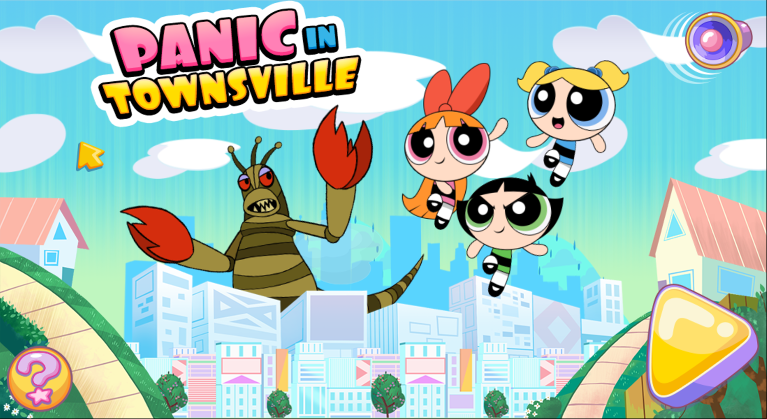 Powerpuff Girls Panic in Townsville Welcome Screen Screenshot.