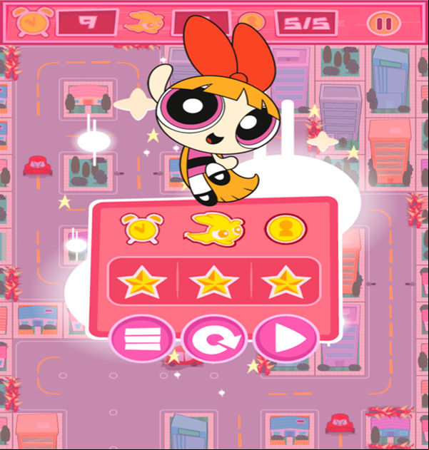 Powerpuff Girls Rush Hour Game Level Beat Screen Screenshot.