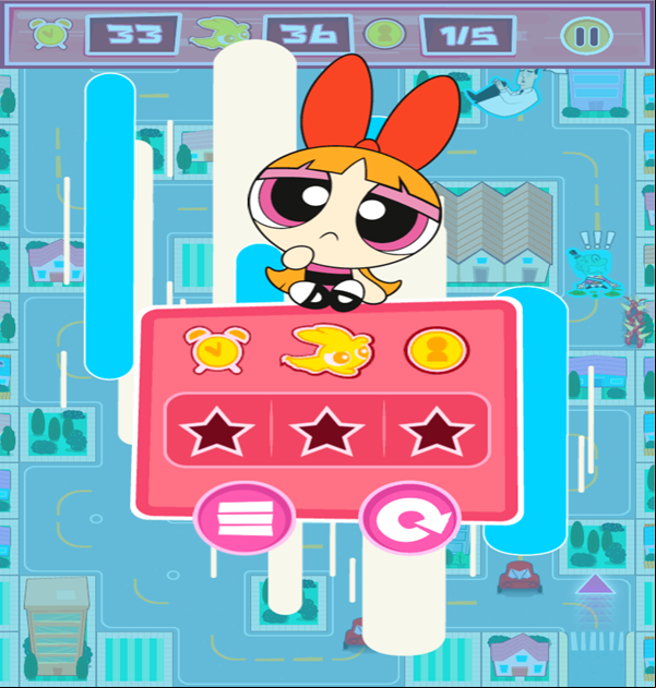 Powerpuff Girls Rush Hour Game Level Failed Screen Screenshot.