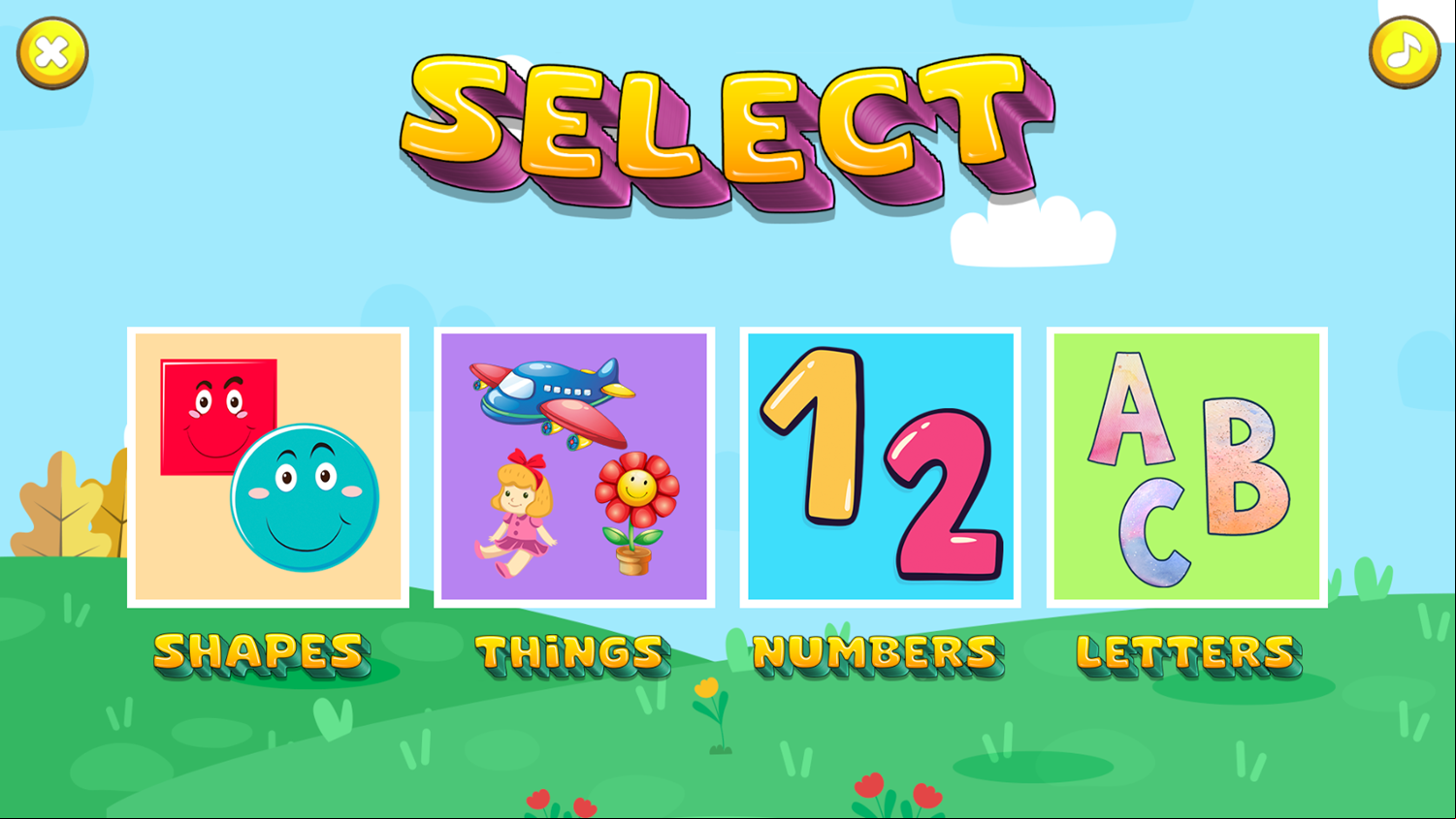 Pre School Game Subject Select Screenshot.