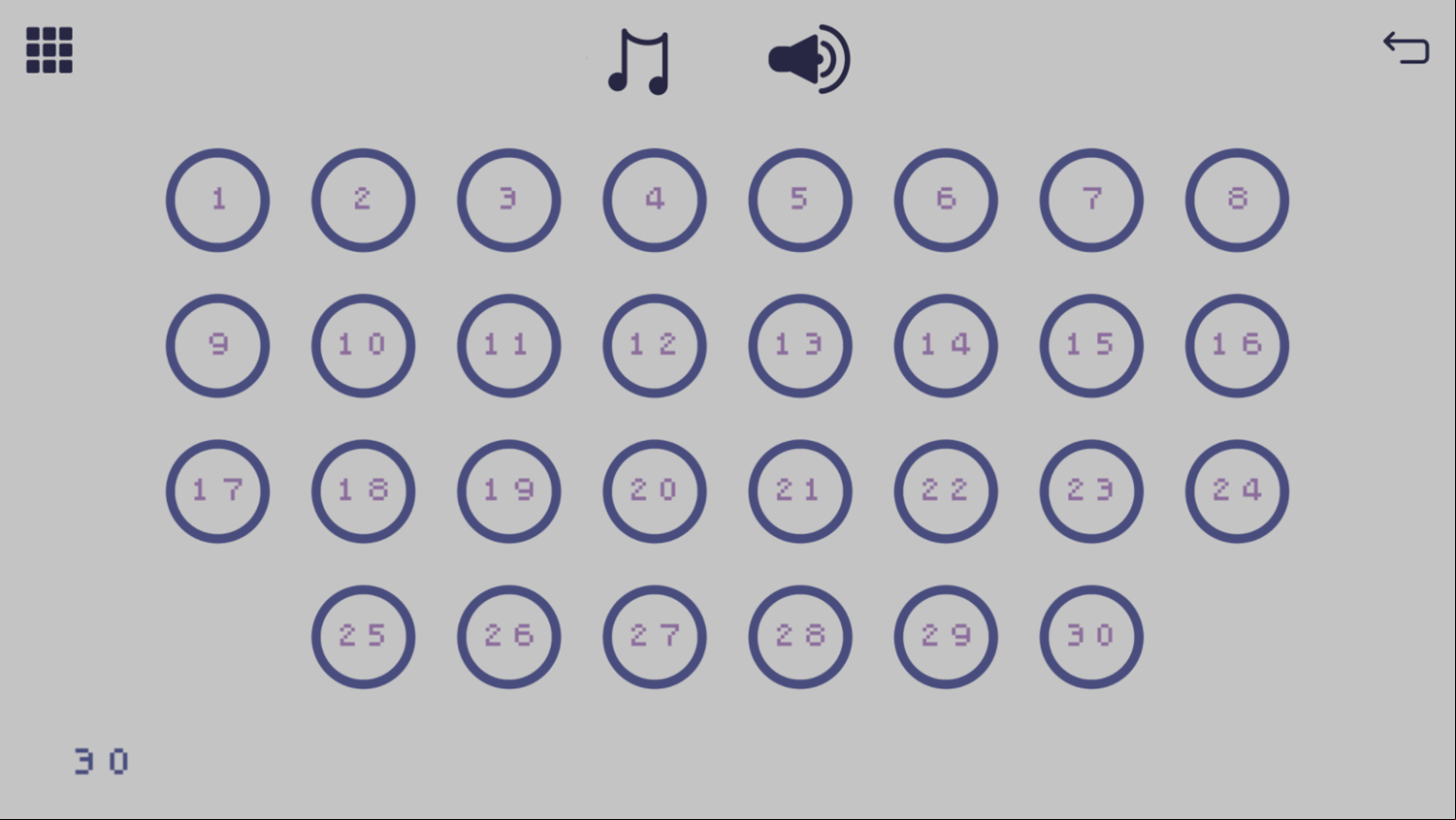 PressUre Game Level Select Screen Screenshot.