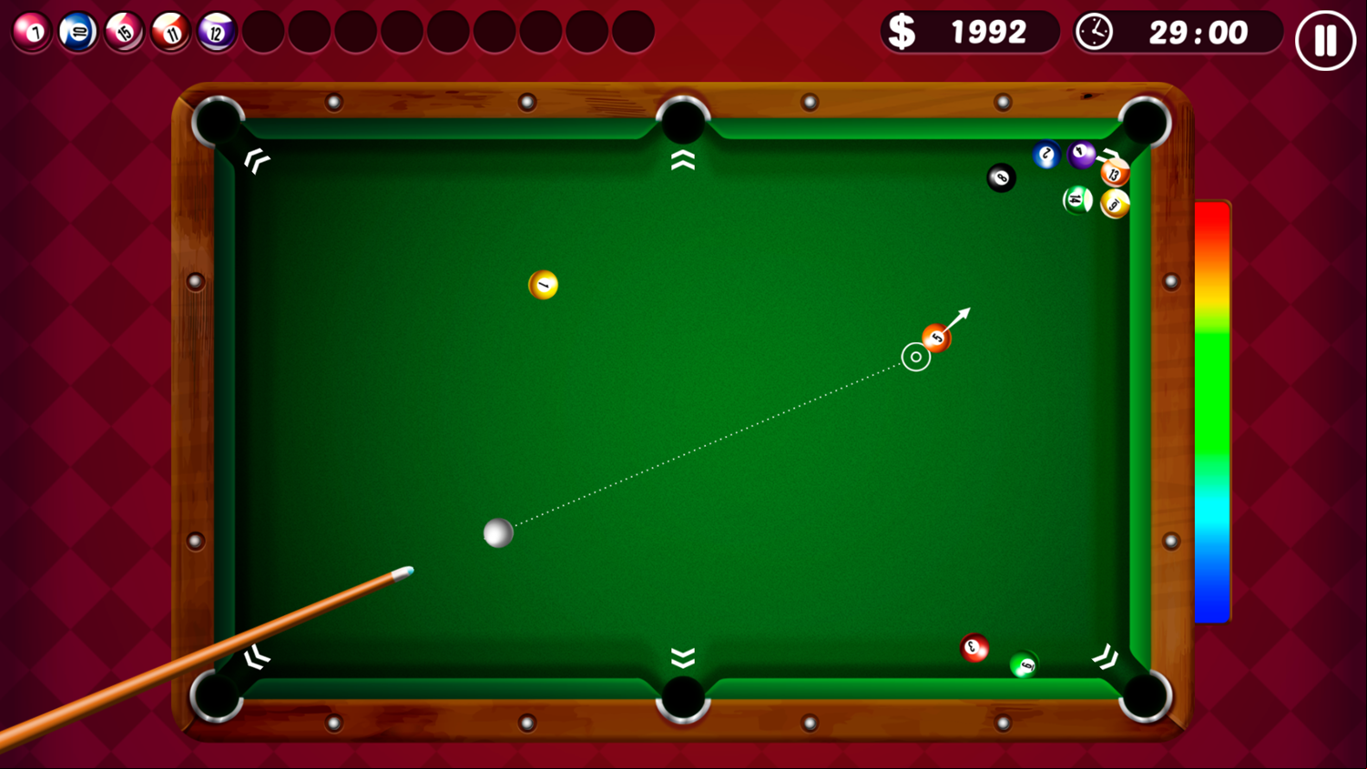 Pro Billiards Game Welcome Screen Screenshot.