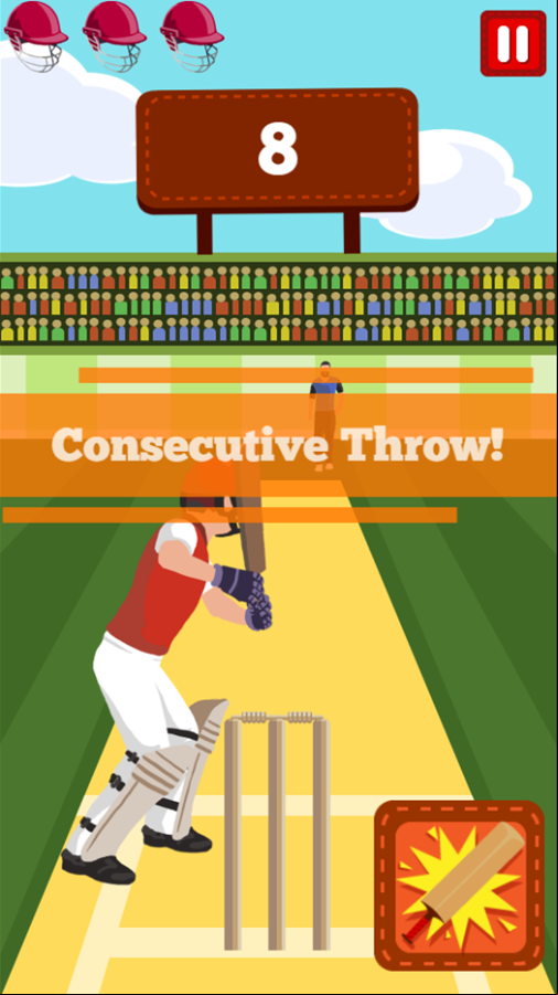 Pro Cricket Champion Game Consecutive Throws Screen Screenshot.