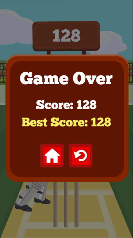 Pro Cricket Champion Game Over Screen Screenshot.