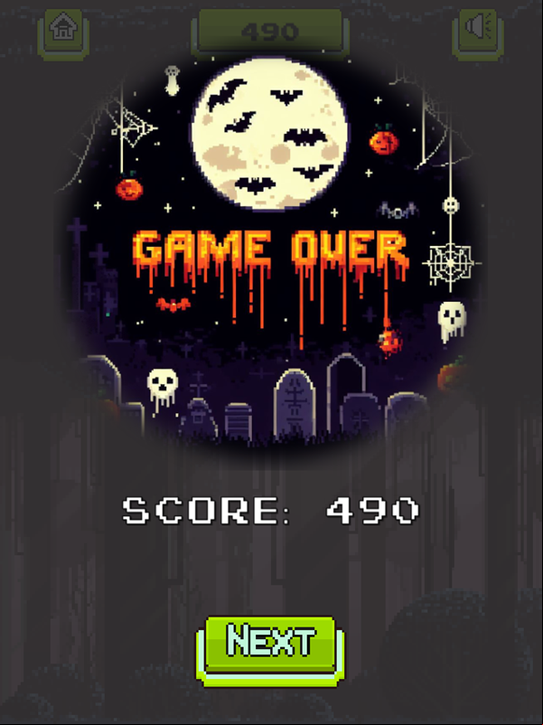 Pumpkin Catcher Game Over Screenshot.