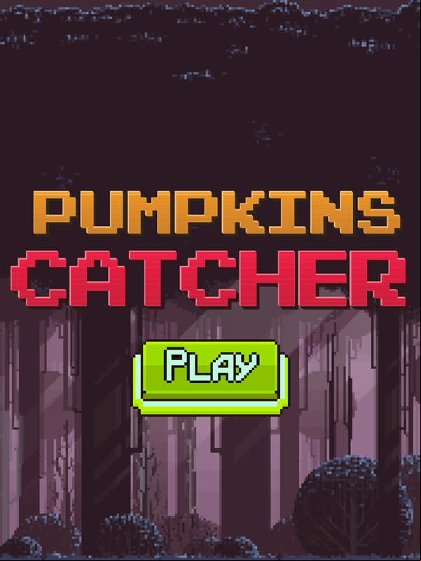 Pumpkin Catcher Game Welcome Screen Screenshot.