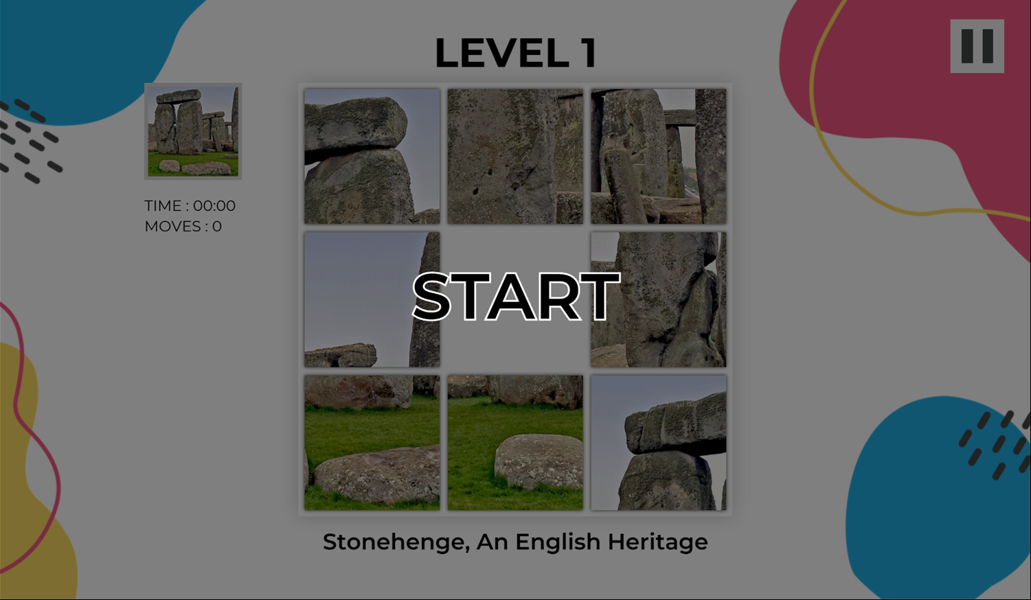 Puzzle Slide Tour Game Level Start Screenshot.