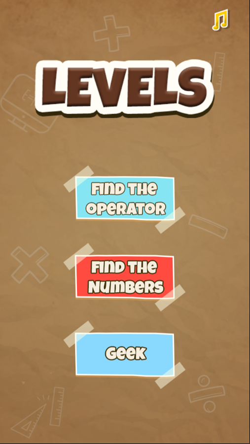 Quick Math Game Level Select Screenshot.