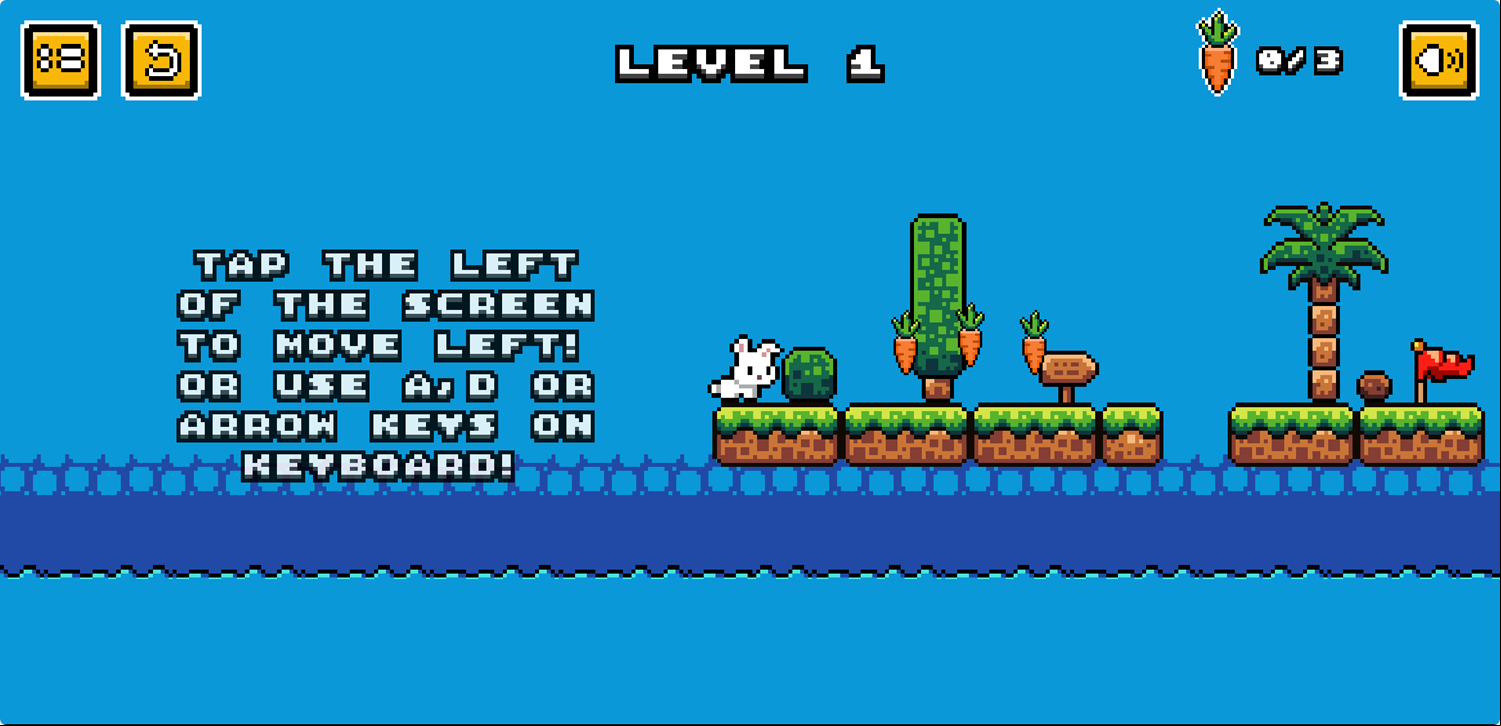 Rabbit's Saga Game Move Left Instructions Screen Screenshot.