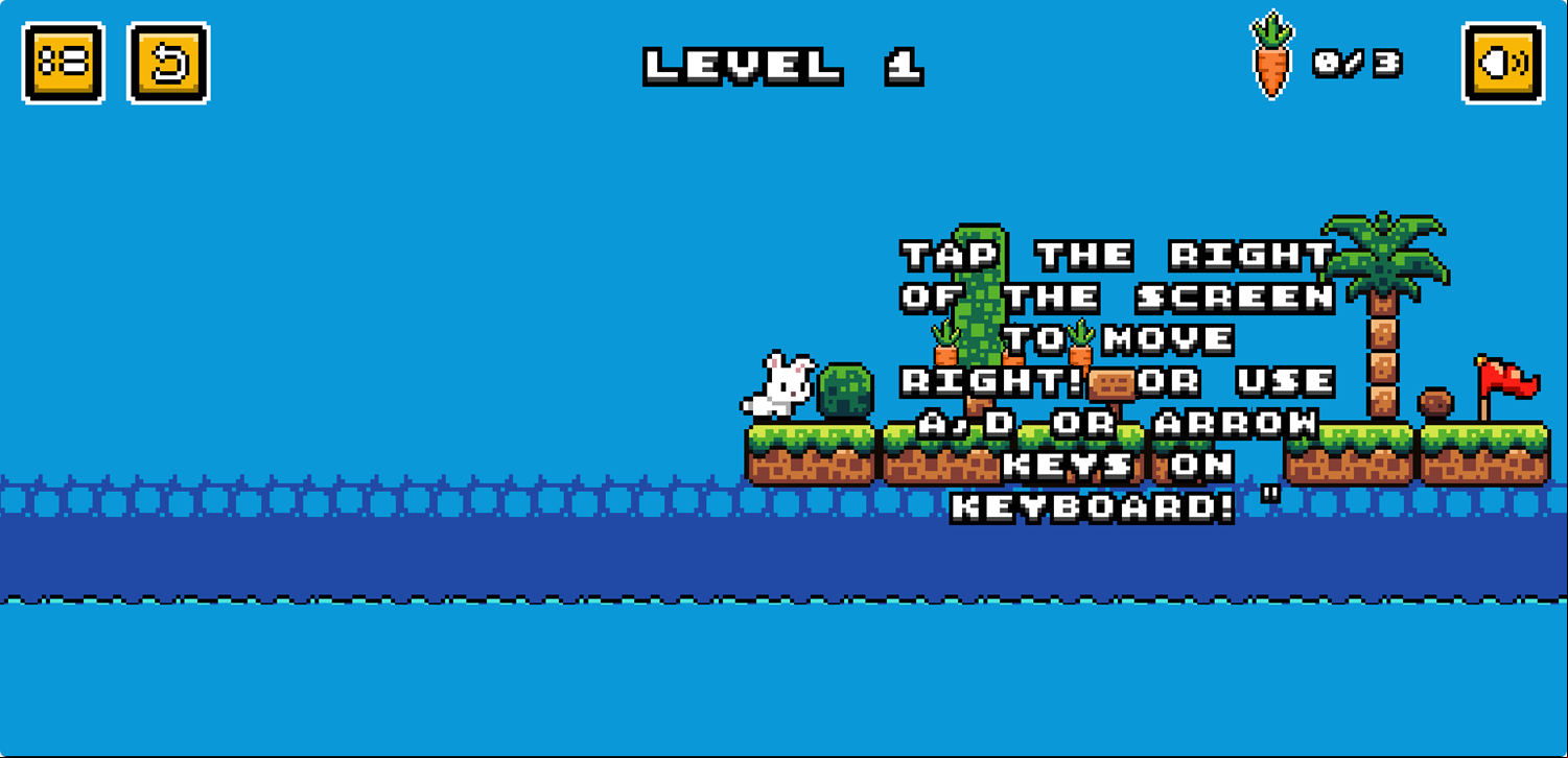 Rabbit's Saga Game Move Right Instructions Screen Screenshot.