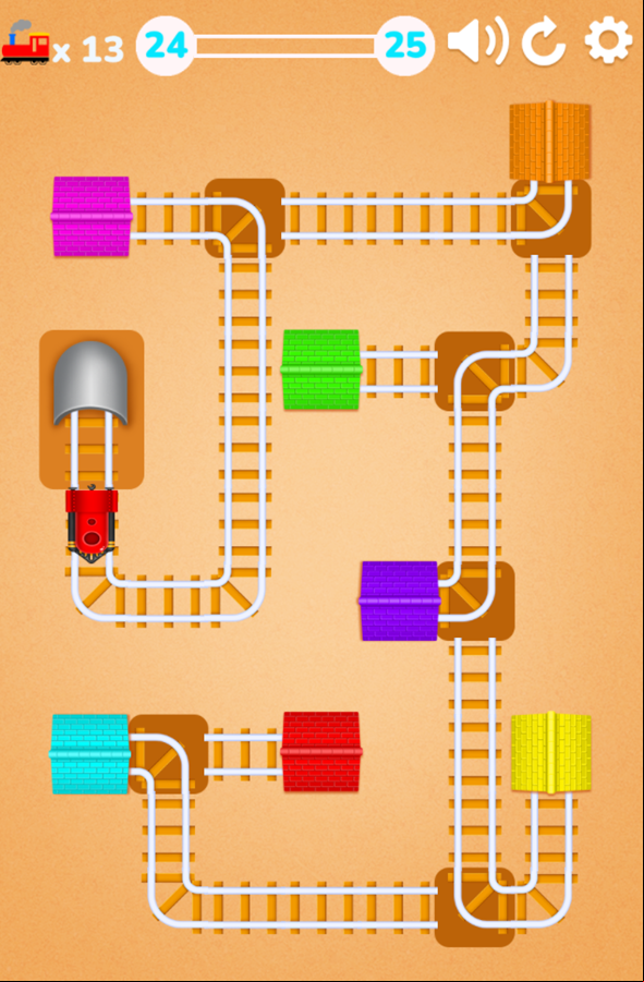 Rail Maze Puzzle Game Level Challenge Screenshot.