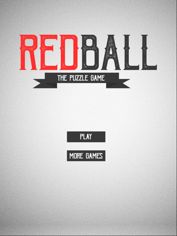Red Ball Game Welcome Screen Screenshot.