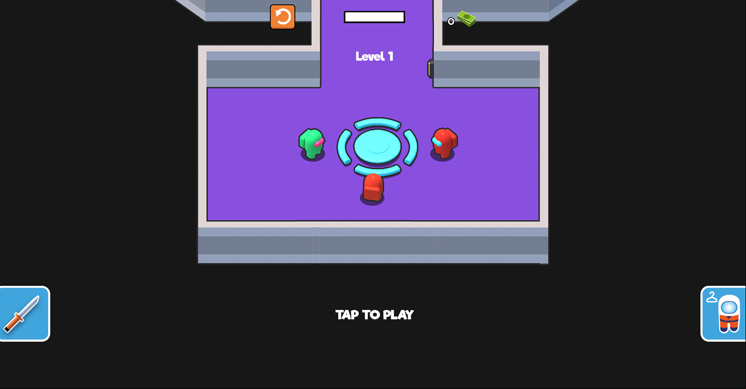 Red Imposter Vs Crew Game Welcome Screen Screenshot.