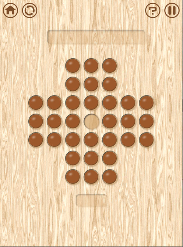Resta Um Peg Solitaire New Board Game Screenshot.