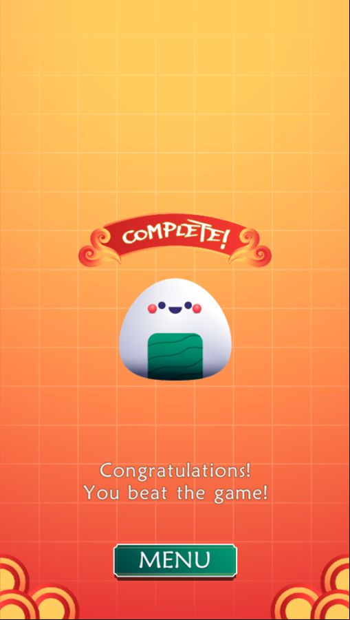 Rice Ball Rumble Game Beat Screen Screenshot.