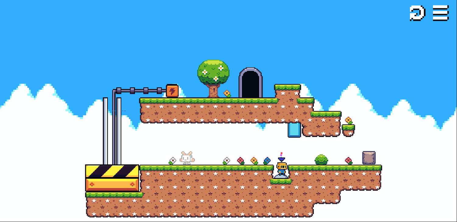Roboduo Game Level With a Blue Switch Activated Screenshot.