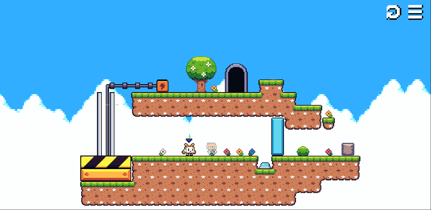 Roboduo Game Level With a Blue Switch Screenshot.