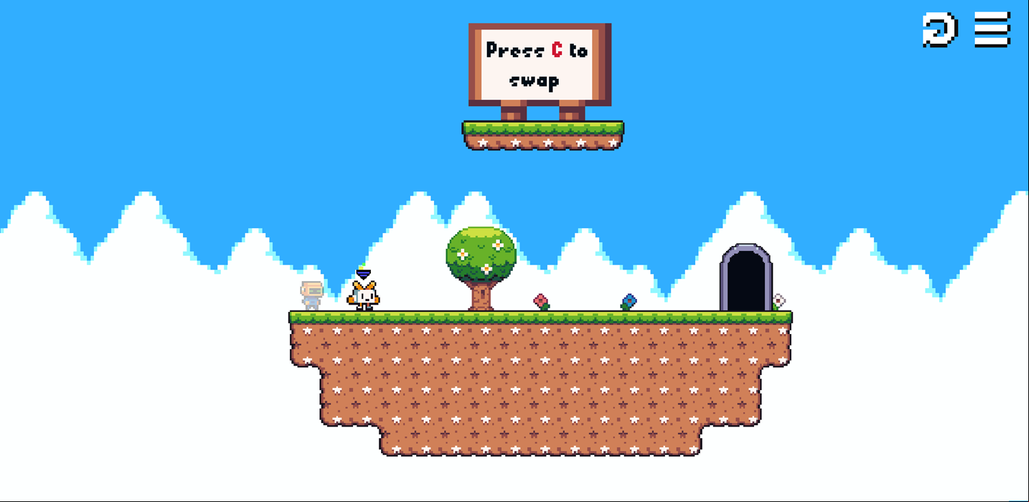 Roboduo Game Swap Characters Instructions Screenshot.