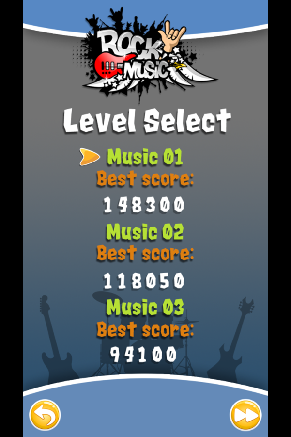 Rock Music Level Select Screenshot.
