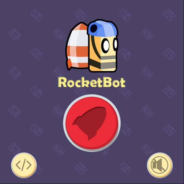 Rocket Bot Game Welcome Screen Screenshot.