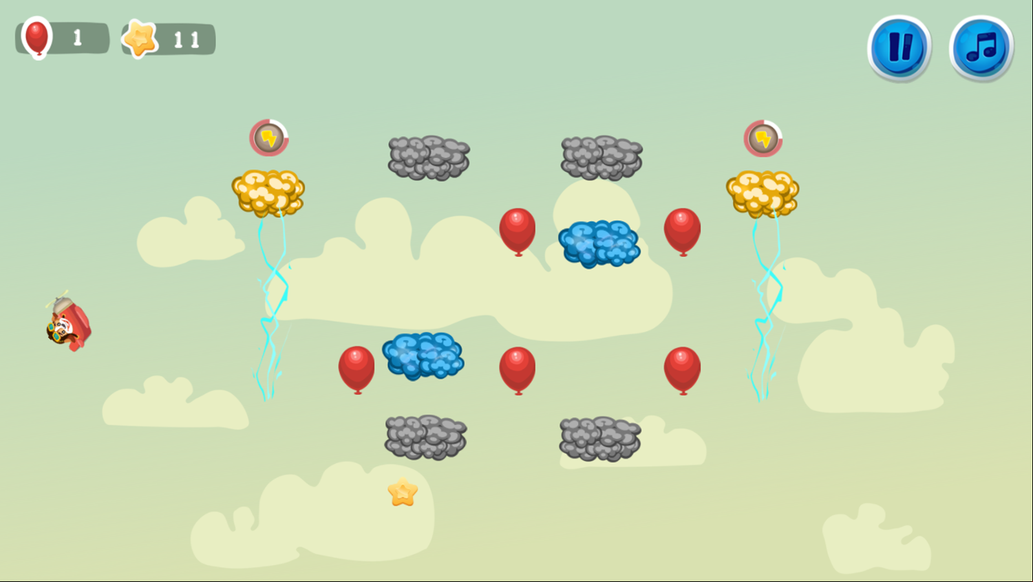 Rocky The Dog Pilot Game Gold Clouds Thunderstorm Screenshot.